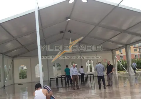 Hi-tech çadır iç görünümü ve alüminyum taşıyıcı sistem