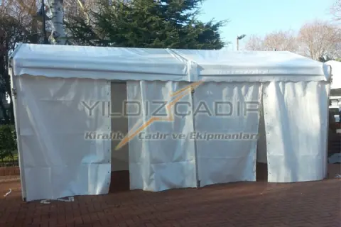 Kapalı yan brandalı stant çadırları