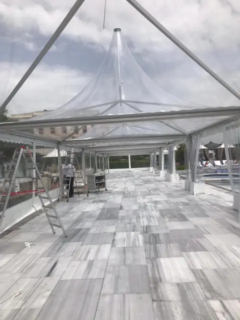 Şeffaf kubbeli çadır, iç görünüm